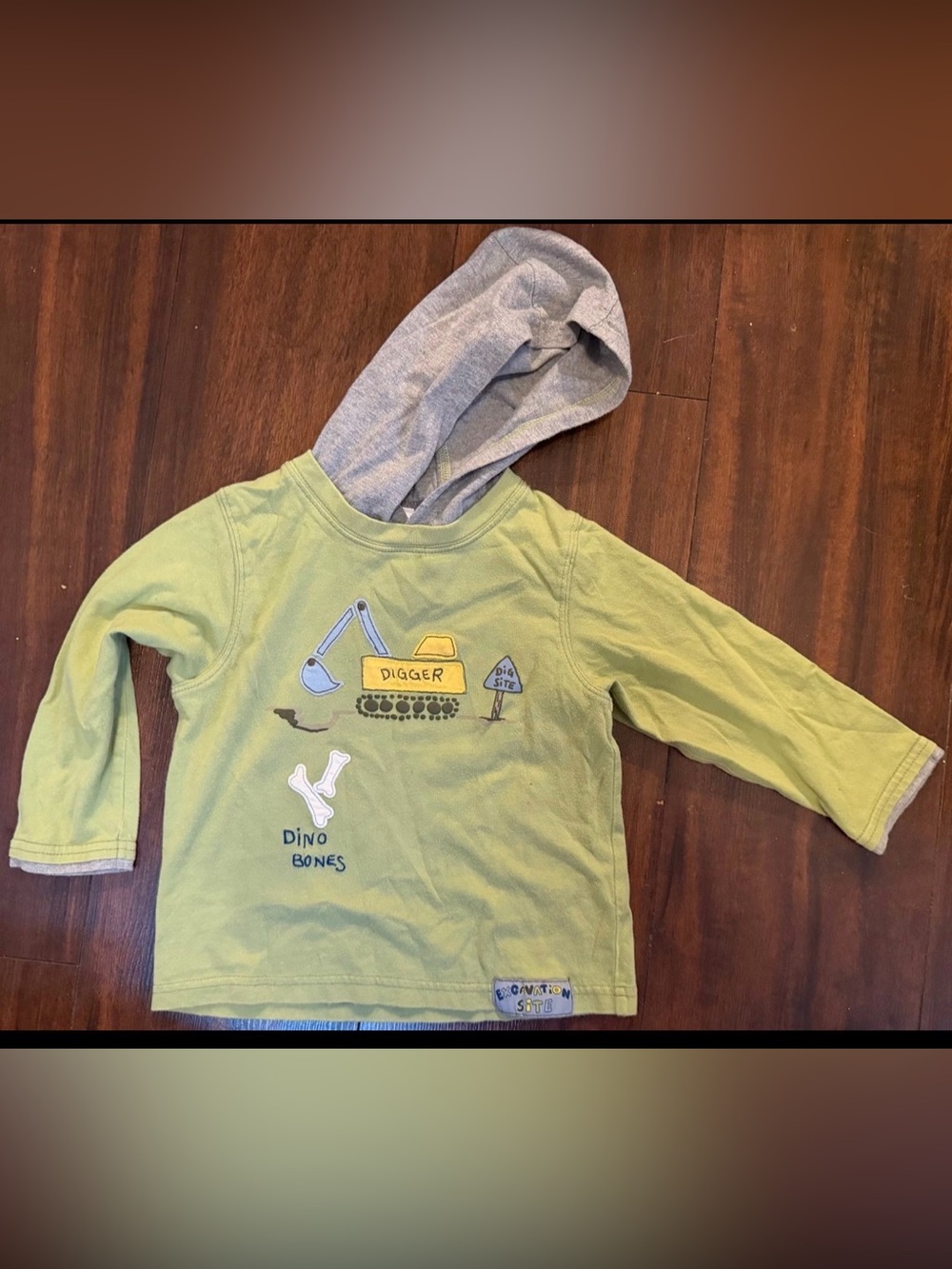 Gymboree Green Digger Hooded Long-Sleeve Top with Gray Hood